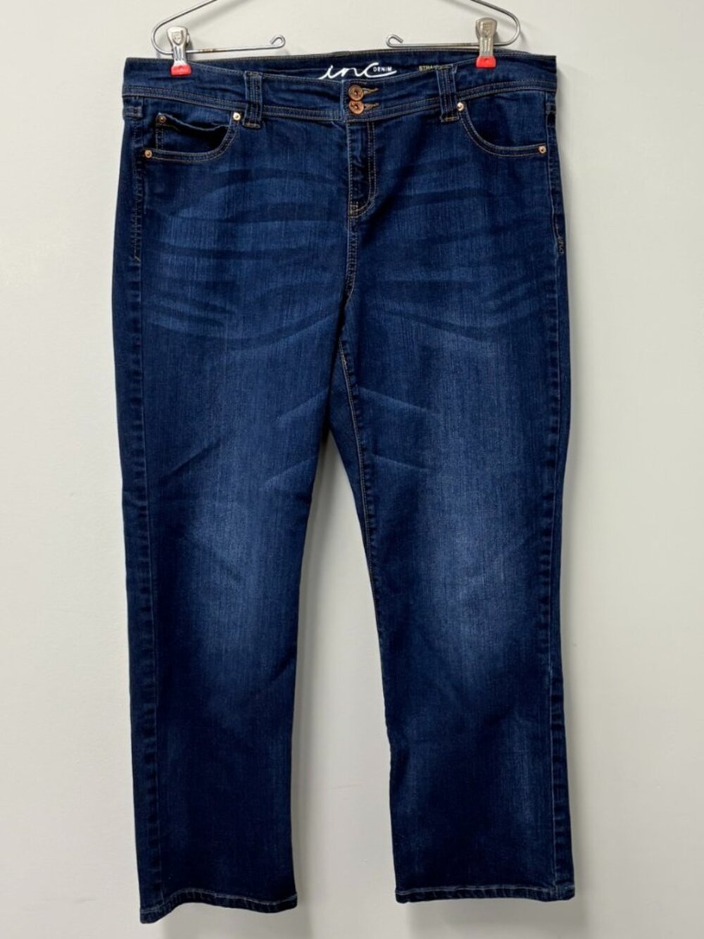 INC Denim Straight Leg Curvy Fit Crop Jeans Womens Size 12 Dark Wash